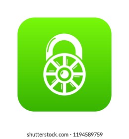 Lock modern icon green vector isolated on white background