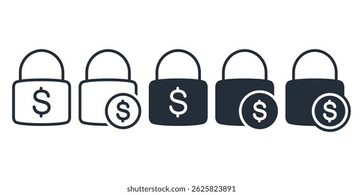Icono de dinero de bloqueo. Vector de ilustración