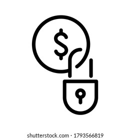 Lock Money Icon. Line Vector. Isolate On White Background.