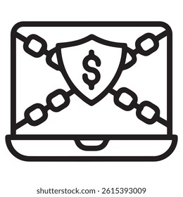 Lock and money icon showing extortion via malware.