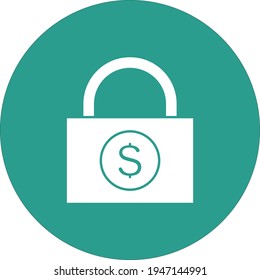 Lock, money, security icon vector image. Can also be used for Finance and Money. Suitable for use on web apps, mobile apps and print media.