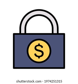 Lock, money, security icon vector image. Can also be used for Finance and Money. Suitable for use on web apps, mobile apps and print media.