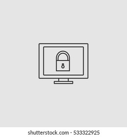 lock monitor outline icon illustration, can be used for web  and mobile design