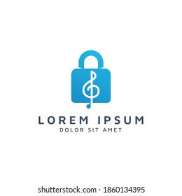 lock and music negative space logo design
