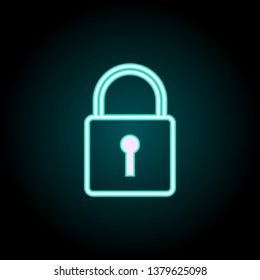 lock neon icon. Elements of Virus, antivirus set. Simple icon for websites, web design, mobile app, info graphics