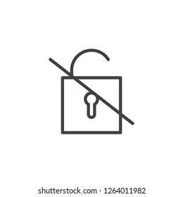 Lock no access outline icon. linear style sign for mobile concept and web design. Unlocked lock simple line vector icon. Symbol, logo illustration. Pixel perfect vector graphics