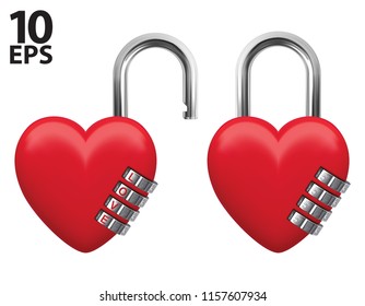 Lock with numeric code. Realistic vector 3d illustration