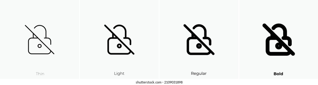 lock off icon. Thin, Light Regular And Bold style design isolated on white background