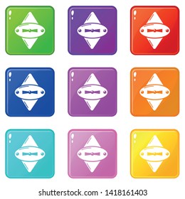 Lock old icons set 9 color collection isolated on white for any design
