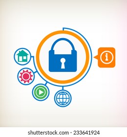 Lock on abstract background. Flat design for the web, print, banner, advertising.