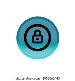 Bloquear el botón azul redondo. Icono del botón Bloquear. Trazo editable. Simple ilustración concepto móvil, diseño web, aplicación, interfaz de usuario. vector de plantilla de diseño