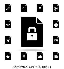 lock on document icon. File and documents icons universal set for web and mobile