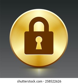Lock on Gold Round Button