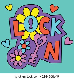 LOCK ON HEARTS AND FLOWERS VECTOR