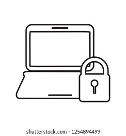 lock on laptop icon. Element of cyber security for mobile concept and web apps icon. Thin line icon for website design and development, app development