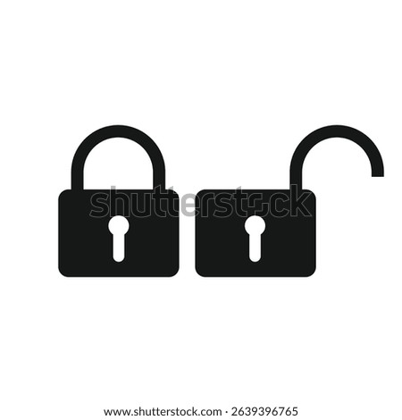 Lock on off icon template, black isolated on grey background, vector illustration