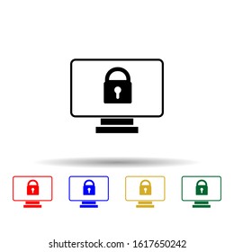 lock on the screen multi color style icon. Simple glyph, flat vector of web icons for ui and ux, website or mobile application