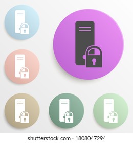 lock on the server badge color set. Simple glyph, flat vector of web icons for ui and ux, website or mobile application