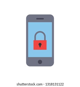 lock on smartphone symbol in flat style