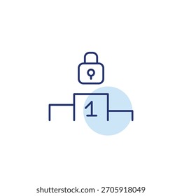 Bloquea el podio del ganador. Asegurar la victoria y el logro. Icono de Vector de trazo perfecto y editable