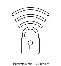 lock on wireless communication icon. Element of cyber security for mobile concept and web apps icon. Thin line icon for website design and development, app development