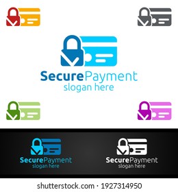 Lock Online Secure Payment Logo For Security Online Shopping. Financial Transaction. Sending Money. Mobile Banking Service Logotype