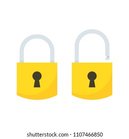 Lock open and lock closed. Concept password, blocking, security. Icon for web and mobile application. Vector illustration.