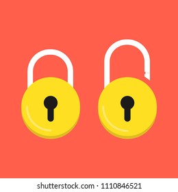 Lock open and lock closed. Concept password, blocking, security. Icon for web and mobile application. Vector illustration.