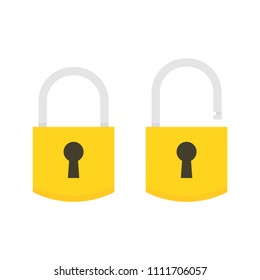 Lock open and lock closed. Concept password, blocking, security. Icon for web and mobile application. Vector illustration.