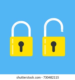 Lock open and lock closed. Concept password, blocking, security. Icon for web and mobile application. Vector illustration.