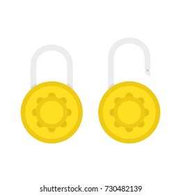 Lock open and lock closed. Concept password, blocking, security. Icon for web and mobile application. Vector illustration.
