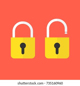 Lock open and lock closed. Concept password, blocking, security. Icon for web and mobile application. Vector illustration.