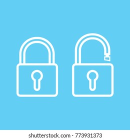 Lock open and lock closed. Concept password, blocking, security. Icon for web and mobile application. Vector illustration.