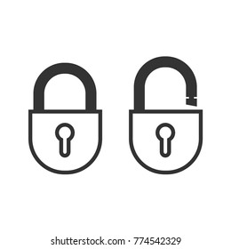 Lock open and lock closed. Concept password, blocking, security. Icon for web and mobile application. Vector illustration.