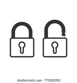Lock open and lock closed. Concept password, blocking, security. Icon for web and mobile application. Vector illustration.