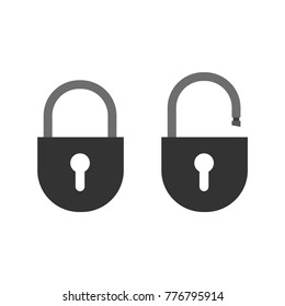 Lock open and lock closed. Concept password, blocking, security. Icon for web and mobile application. Vector illustration.
