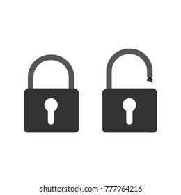 Lock open and lock closed. Concept password, blocking, security. Icon for web and mobile application. Vector illustration.