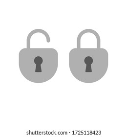 Lock open and closed icons. Symbol of securty and safety, keyhole and padlock pictograms.