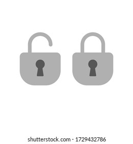 Lock open and closed icons. Symbol of securty and safety, keyhole and padlock pictograms.