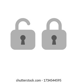 Lock open and closed icons. Symbol of securty and safety, keyhole and padlock pictograms.