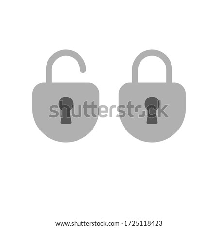 Lock open and closed icons. Symbol of securty and safety, keyhole and padlock pictograms.