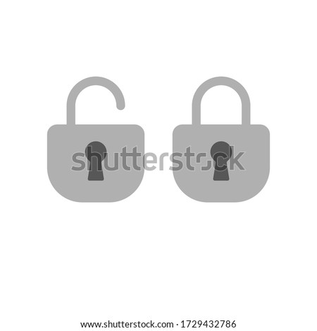 Lock open and closed icons. Symbol of securty and safety, keyhole and padlock pictograms.
