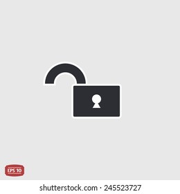 Lock is open icon. Flat design style. Made vector illustration