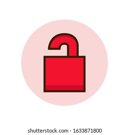 lock open icon red color design