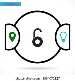 Lock open icon in trendy flat style isolated on background. Lock open symbol for your web design, castle logo, user interface. Vector illustration, EPS 10 lock. castle open icons