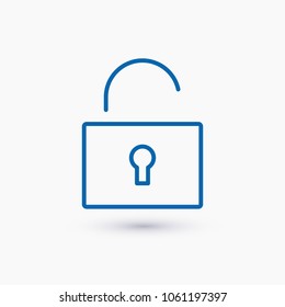 Lock open icon vector illustration. Linear symbol with thin outline. The thickness is edited. Minimalist style.