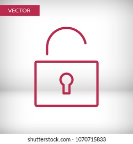 Lock open icon vector illustration. Linear symbol with thin outline. The thickness is edited. Minimalist style.