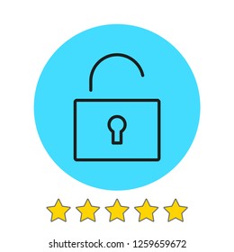 Lock open icon vector illustration. Linear symbol with thin outline. The thickness is edited. Minimalist style.
