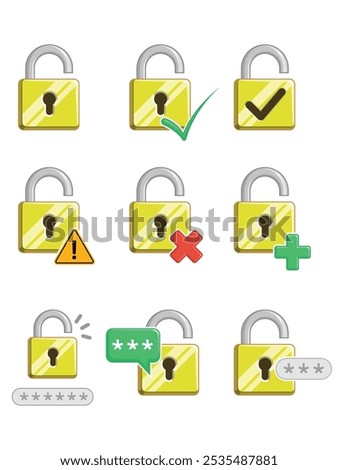 Lock Open Padlock Unlocked Protection Set