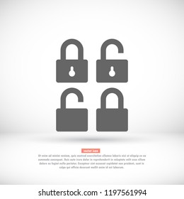 Lock open set vector icon 